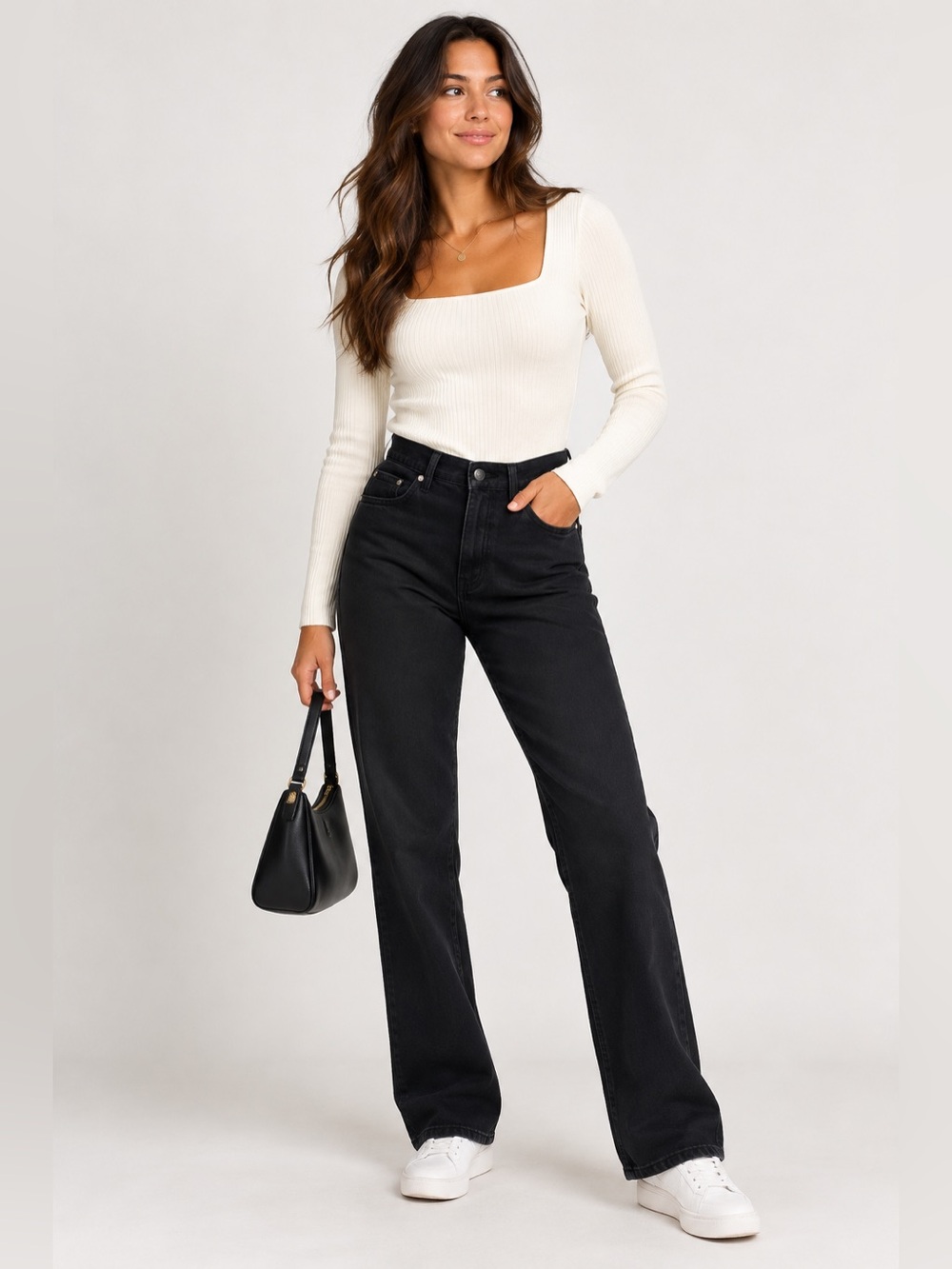 Club Monaco Black Slit Hem Cotton Trousers Pants Size 0